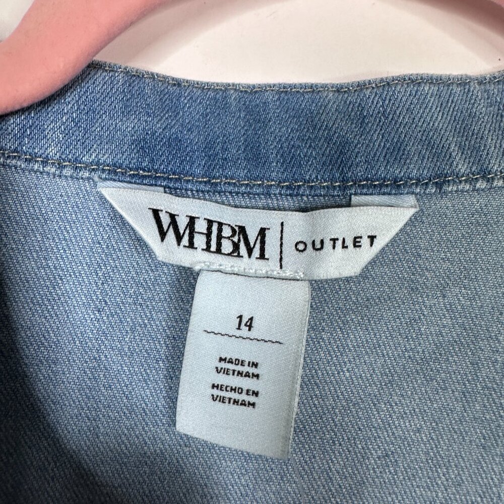 NWT White House Black Market 3/4 Sleeve Yankee Denim Shirt Crystal Light #A1718 - Picture 4 of 8